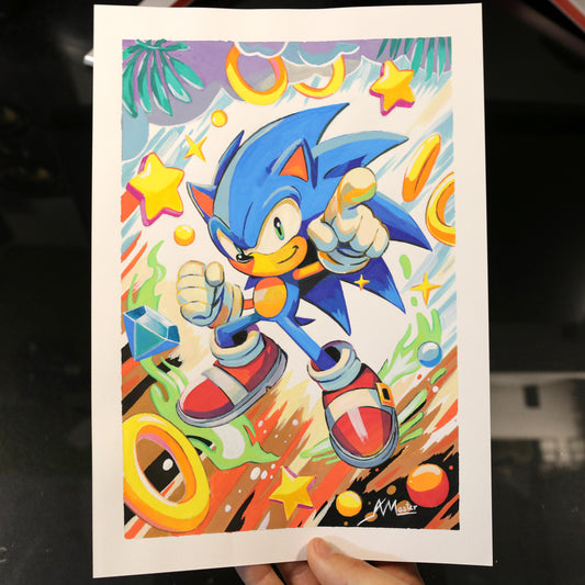 Dibujo original Sonic con fondo