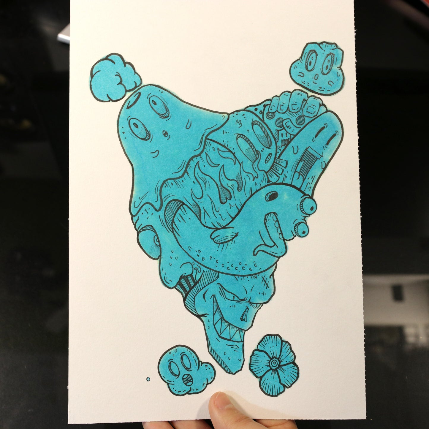 Dibujo original (SET) de 3 dibujos Doodle Art