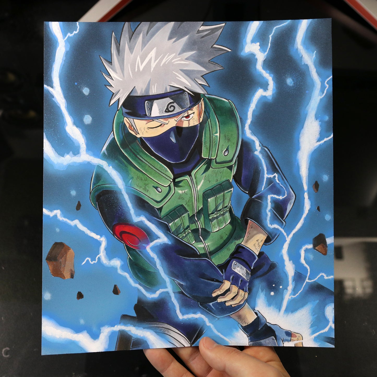 Dibujo original Kakashi con chidori