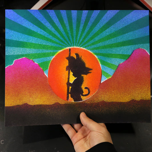 Dibujo original Goku Multicolor Puntillismo