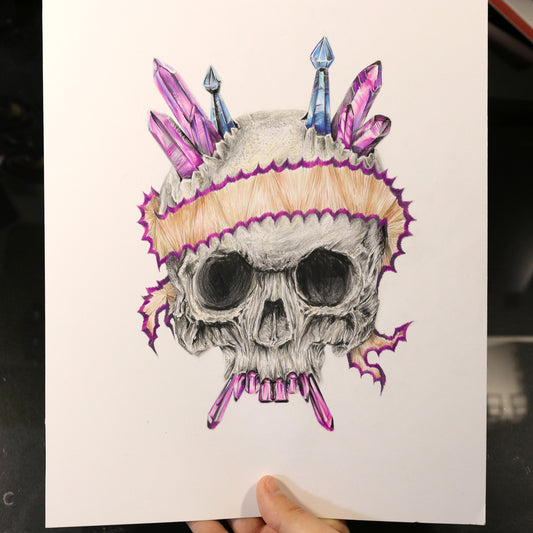 Dibujo original Calavera con Esmeraldas