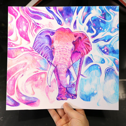 Dibujo original Elefante Psicodélico