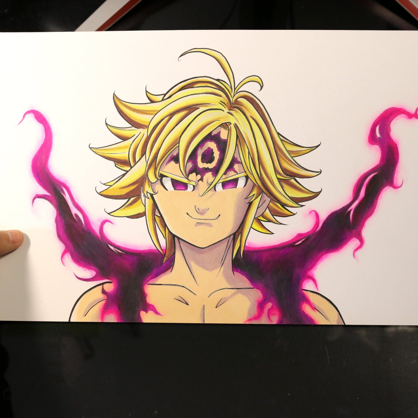 Dibujo original Meliodas con poder demoníaco