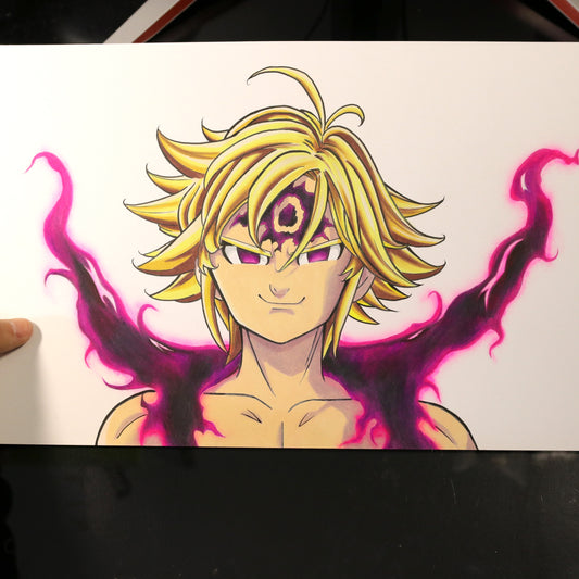 Dibujo original Meliodas con poder demoníaco