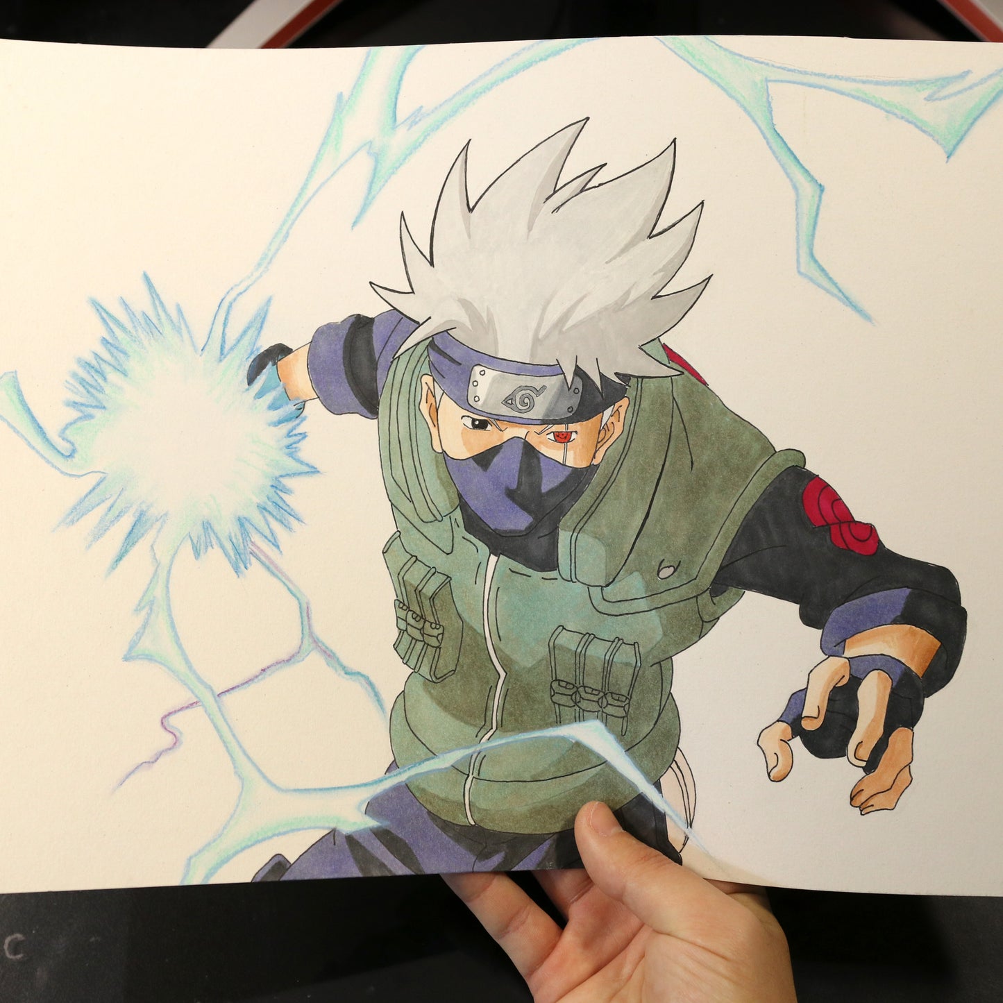 Dibujo original Kakashi con el chidori