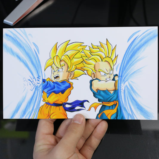 Print Goten y Trunks lanzando un Kamehameha