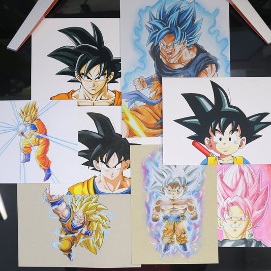 Colección Dragon ball "Gokus" (8 Prints)