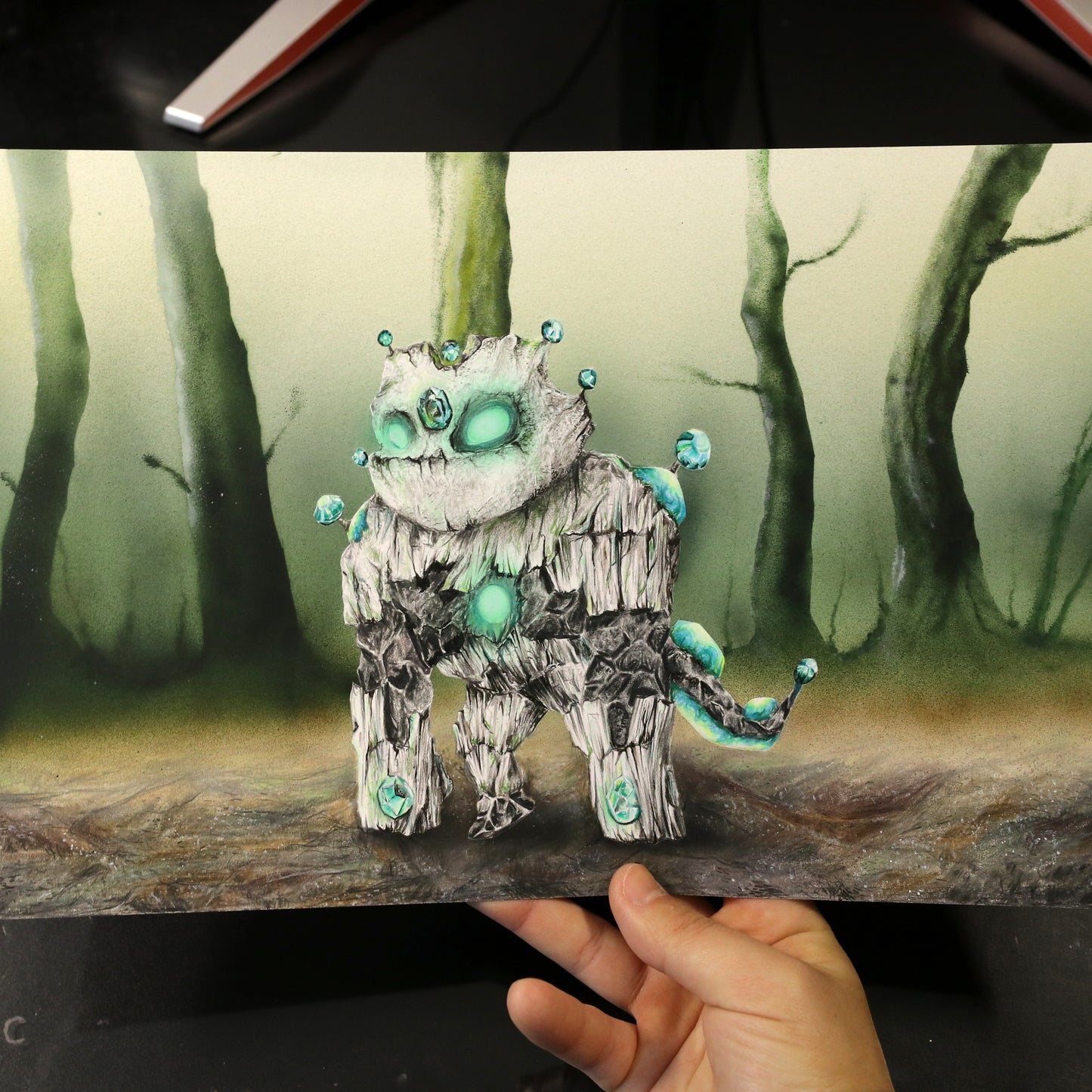 Dibujo original Golem guardián de las Gemas